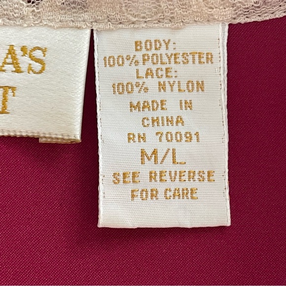 Vintage Victoria's Secret Gold Label Lace Colored Burgundy Shirt Nightgown M/L - Picture 10 of 11